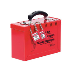 Master Lock 498A Portable Group Lockout Box Latch Tight™ (Red)