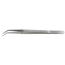 Erem 24SA Stainless Steel Curved Medium Inside and Outside Serrations Tweezer