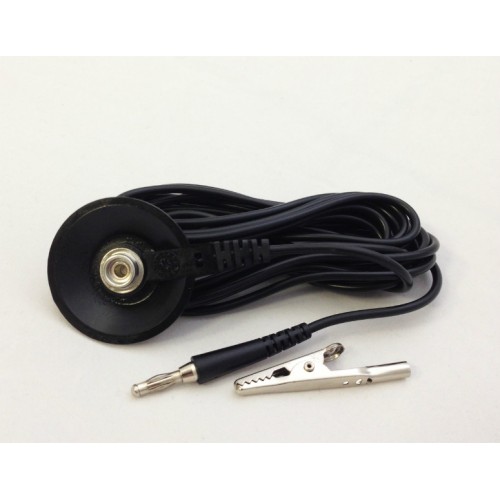 Iteco Black Ground Cable 4m., male button 10mm/banana with crocodile