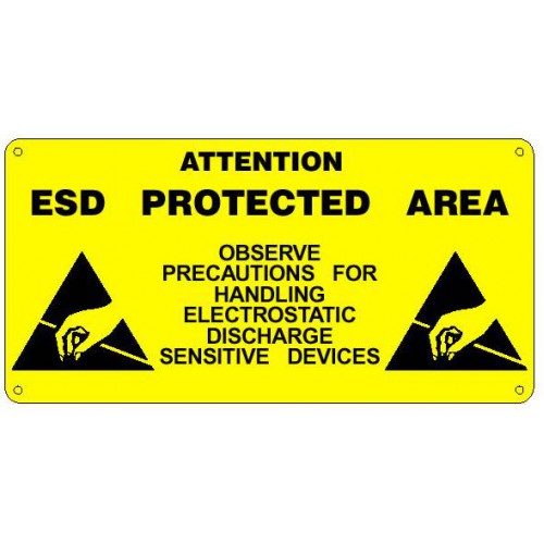 BF000529C Targa PVC rigido ESD PROTECTED AREA 600 x 300 mm