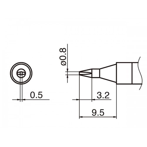 HAKKO T36-D08 soldering tip SHAPE 0,8D HAKKO T36-D08 soldering tip SHAPE 0,8D