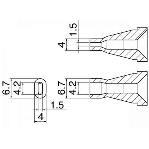 HAKKO N60-08 Nozzle - Size 4.2x1.5 mm per HAKKO FR-400 HAKKO N60-08 Nozzle - Size 4.2x1.5 mm per HAKKO FR-400