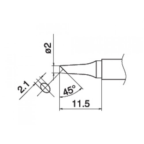 HAKKO T15-BCF2 Shape-2BC Tinned cut surface only soldering tip for handpiece FM-2027 and FM-2028