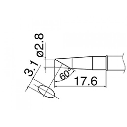 HAKKO T31-02BC28 Shape-2.8BC Soldering Tip for FX-100 Temp. 400°C