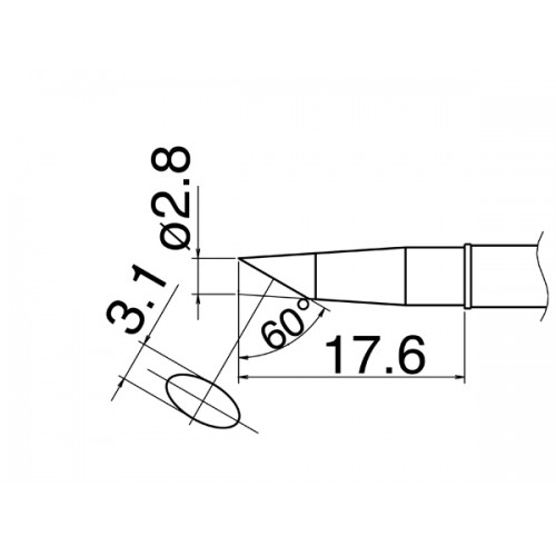 HAKKO T31-03BC28 Shape-2.8BC Soldering Tip for FX-100 Temp. 350°C