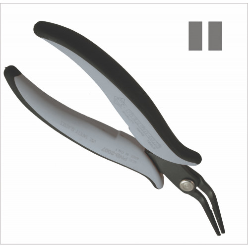 Piergiacomi PNB 2007 D Long serrated 45° bent flat-nose pliers, ESD version