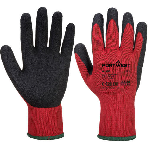 Portwest A100 Grip Glove - Latex, Red/Black Portwest A100 Grip Glove - Latex, Red/Black
