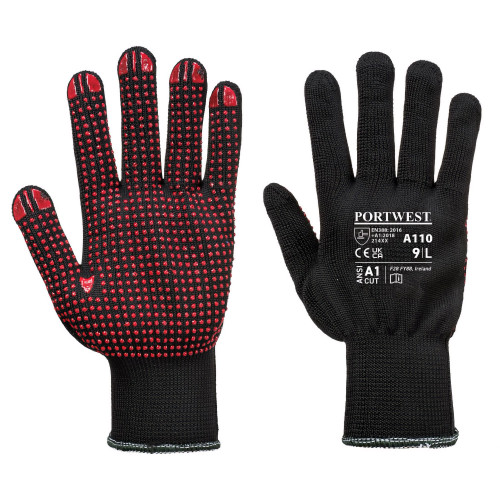 Portwest A110 Polka Dot Gloves, Black Portwest A110 Polka Dot Gloves, Black