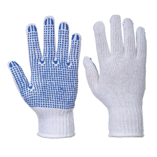 Portwest A111 Classic Polka Dot Gloves, White/Blue