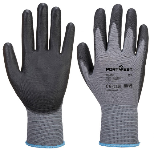 Portwest A120 PU Palm Gloves, Grey/Black Portwest A120 PU Palm Gloves, Grey/Black