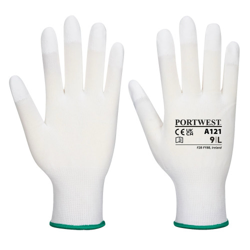 Portwest A121 PU Fingertip Gloves, White Portwest A121 PU Fingertip Gloves, White