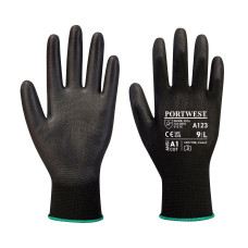 Portwest A123 Guanto con palmo in PU senza lattice - Cartone intero (144), Nero