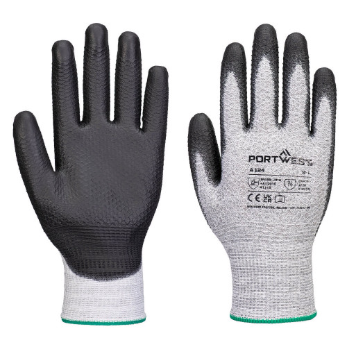 PORTWEST A124 Grip 13 Glove PU Diamond Knit Grey/Black 12 pcs. PORTWEST A124 Grip 13 Glove PU Diamond Knit Grey/Black 12 pcs.