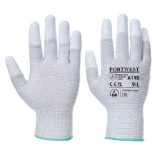 Portwest A198 Antistatic PU Fingertip Glove, Grey XL