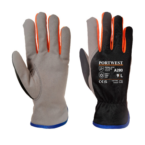 Portwest A280 Wintershield Gloves, Black/Orange Portwest A280 Wintershield Gloves, Black/Orange