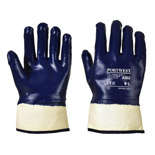 Portwest A302 Fully Coated NBR Glove with Sleeve, Navy Blue
