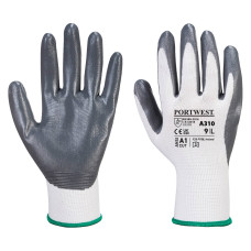 Portwest A310 Flexo Grip Nitrile Gloves, Grey/White