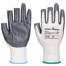 PORTWEST A311 Grip 13 Nitrile 3-Finger Glove (Pk12) White/Grey