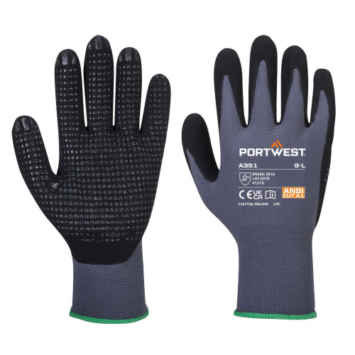 Portwest A351 Dermiflex Plus Glove, Grey/Black Portwest A351 Dermiflex Plus Glove, Grey/Black