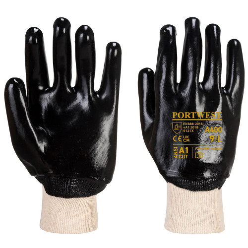 Portwest A400 PVC Gloves with Elasticated Knit Cuff, Black Portwest A400 PVC Gloves with Elasticated Knit Cuff, Black