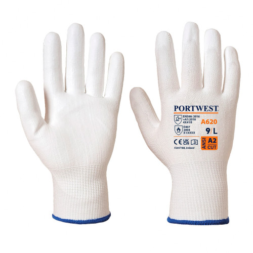 Portwest A620 LR Cut Resistant Glove with PU Palm, White Portwest A620 LR Cut Resistant Glove with PU Palm, White