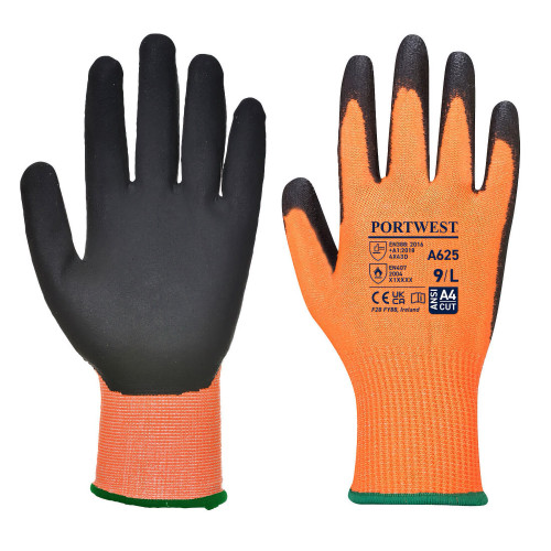 PORTWEST A625 Cut D13 PU Viz-Tex Glove Orange/Black