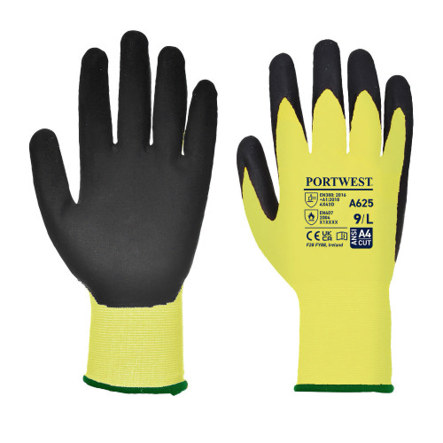 PORTWEST A625 Guanto anti taglio Vis-Tex PU Giallo/Nero