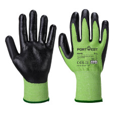 PORTWEST A645 Cut D13 Nitrile Green Glove, Green/Black