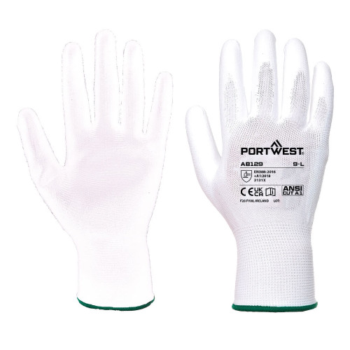 Portwest AB129 PU Palm Glove (288 Pairs), White