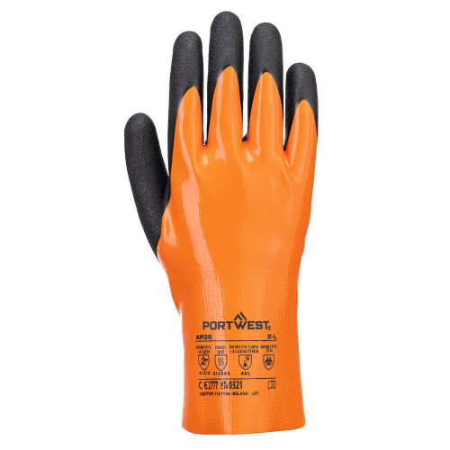 Portwest AP36 Guanto in nitrile Grip 15, Arancione/Nero