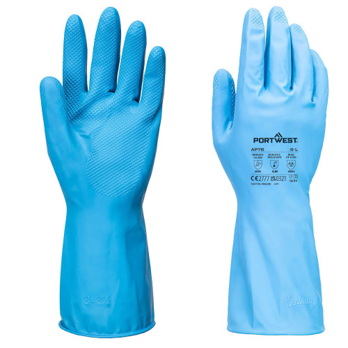 Portwest AP76 Lightweight Latex Food Grade Chemical Protection Glove B (Pk12), Blue Portwest AP76 Lightweight Latex Food Grade Chemical Protection Glove B (Pk12), Blue