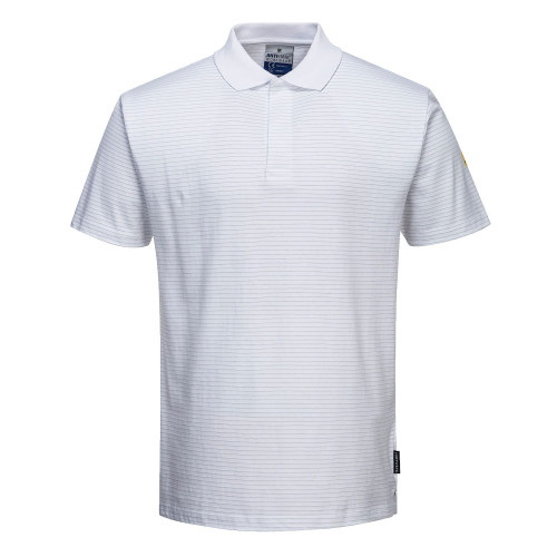 Portwest AS21 Anti-Static ESD Polo Shirt S/S, White L