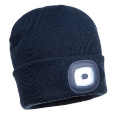 Portwest B029 USB Rechargeable LED Headlamp Beanie, Navy Blue