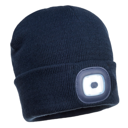 Portwest B029 USB Rechargeable LED Headlamp Beanie, Navy Blue