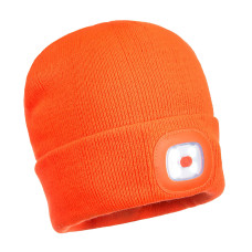 Portwest B029 USB Rechargeable LED Headlamp Beanie, Orange