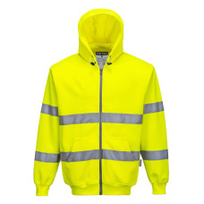Portwest B305 Hi-Vis Full Zip Hoodie, Yellow