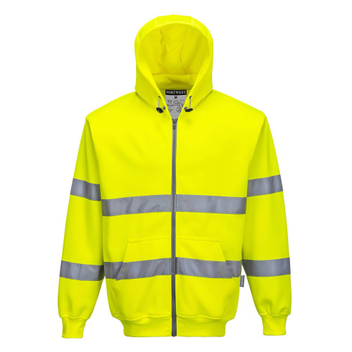 Portwest B305 Hi-Vis Full Zip Hoodie, Yellow