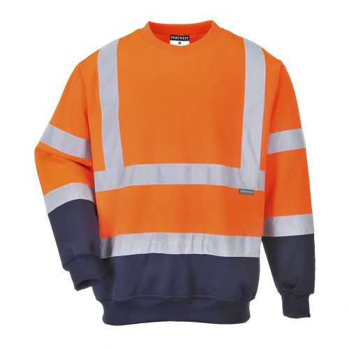 Portwest B306 Two-Tone Hi-Vis Sweatshirt, Orange/Navy Portwest B306 Two-Tone Hi-Vis Sweatshirt, Orange/Navy