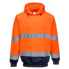 Portwest B316 Hi-Vis Two-Tone Hooded Sweatshirt, Orange/Navy