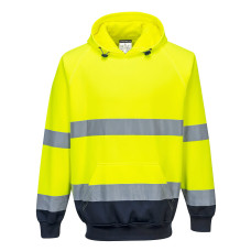 Portwest B316 Hi-Vis Two-Tone Hooded Sweatshirt, Yellow/Navy