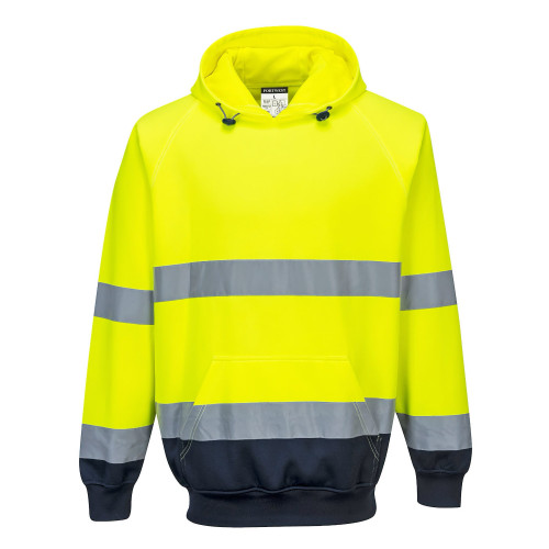 Portwest B316 Hi-Vis Two-Tone Hooded Sweatshirt, Yellow/Navy