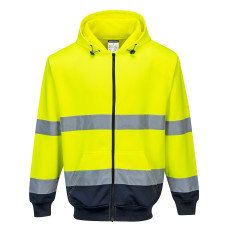 Portwest B317 Hi-Vis Two-Tone Full Zip Hoodie, Yellow/Navy
