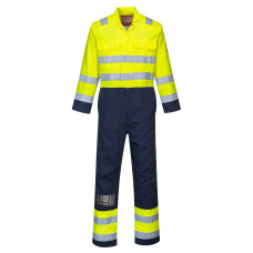 Portwest BIZ7 Bizflame Work Anti-Static Hi-Vis Coverall, Yellow/Navy