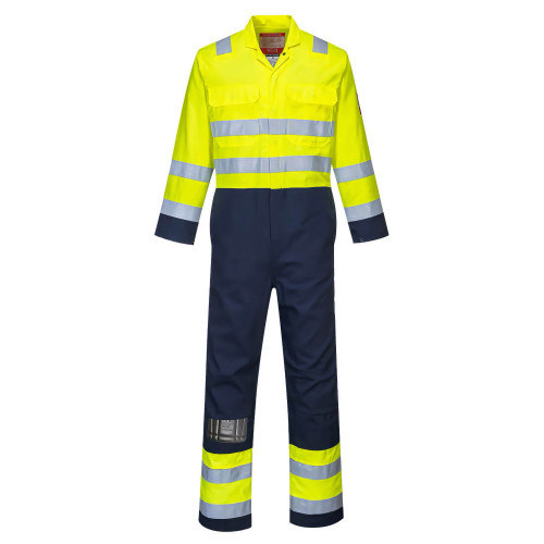 Portwest BIZ7 Bizflame Work Anti-Static Hi-Vis Coverall, Yellow/Navy Portwest BIZ7 Bizflame Work Anti-Static Hi-Vis Coverall, Yellow/Navy