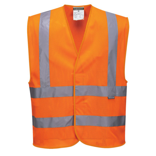 Portwest C370 MeshAir Hi-Vis Vertical Band Vest, Orange Portwest C370 MeshAir Hi-Vis Vertical Band Vest, Orange