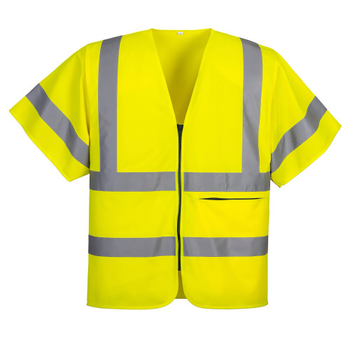 Portwest C372 Zip-Up Half Sleeve Vest, Yellow Portwest C372 Zip-Up Half Sleeve Vest, Yellow