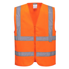 Portwest C375 Hi-Vis One Horizontal and Two Vertical Stripe Vest, Orange