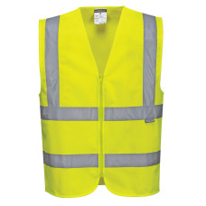 Portwest C375 Hi-Vis One Horizontal and Two Vertical Stripe Vest, Yellow