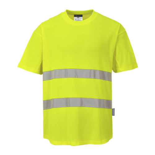 Portwest C394 Mesh Cotton Comfort Hi-Vis T-shirt, Yellow