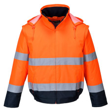Portwest C464 Essential Hi-Vis 2 in 1 Bomber, Orange/Navy